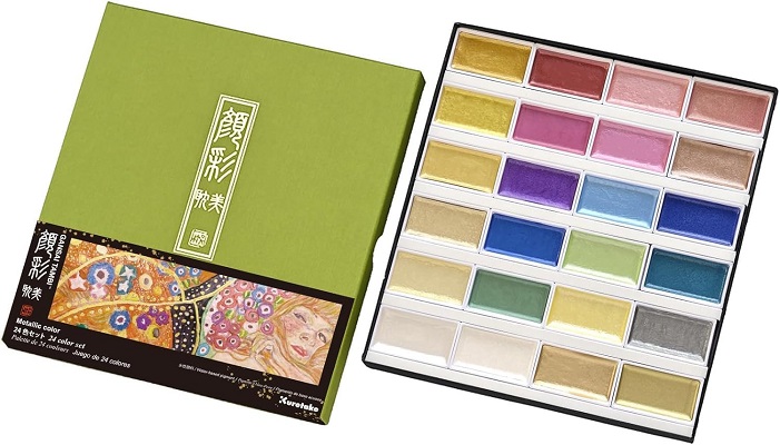 Kuretake Gansai Tambi Metallic Watercolour Set 24 - Click Image to Close